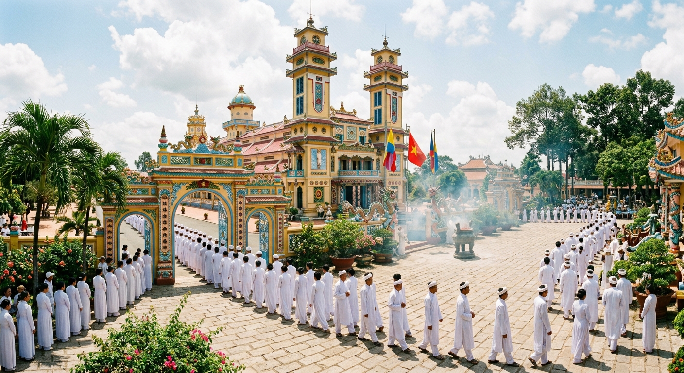 Inside a Cao Dai noon ceremony at Tay Ninh’s great temple