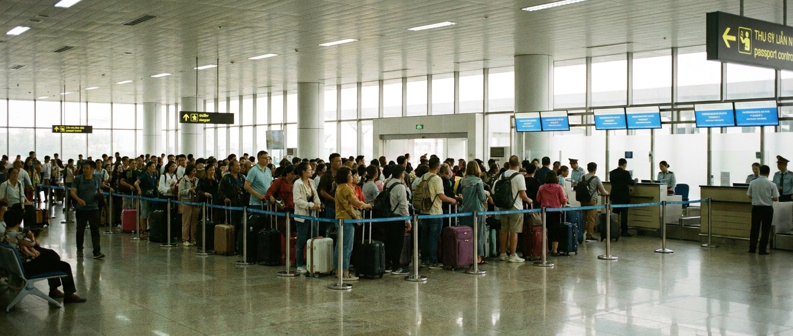 Airport immigration line